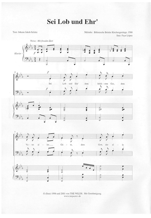 Sei Lob Und Ehr Satb Piano Partitur Voice Of Hope Shop